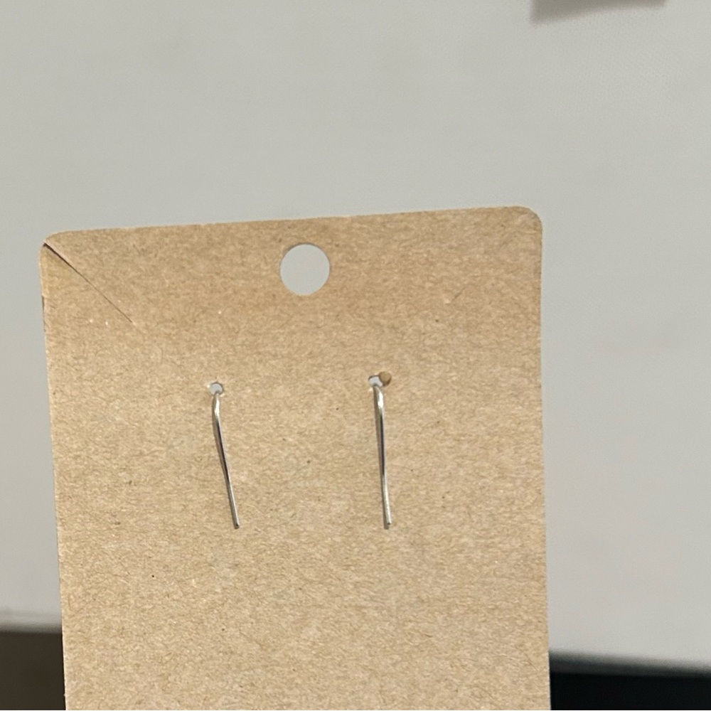 Silver and Blue Geometric Dangle Earrings - Picture 3 of 3